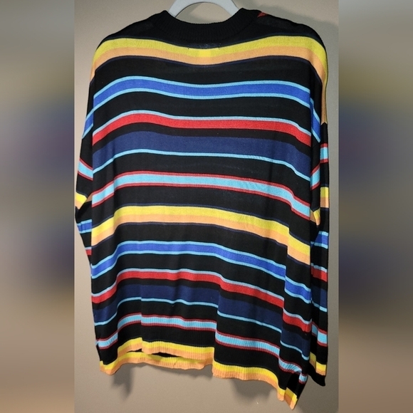 ReVamped medium cotton rayon lightweight knit stripped crewneck sweater - Picture 3 of 5